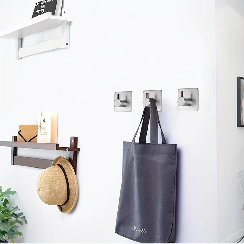 Stainless Steel Wall Mounted Hook (4 Counts), Waterproof Wall Hook, Multifunctional Hook for Hanging Coats, Hats, Towels, Home Organizer 2