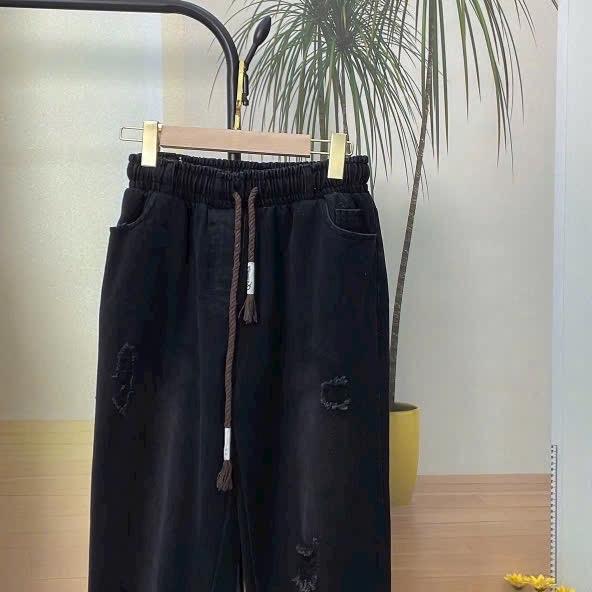 ( Rách - TrƠn ) Quần Jeans Baggy Ống Rộng, Thụng Lưng ,Tôn Dáng, Quần Bò Cạp Chun ,Dây Rút ,Ống Rách Sắn Gấu Thời Trang Women Nữ