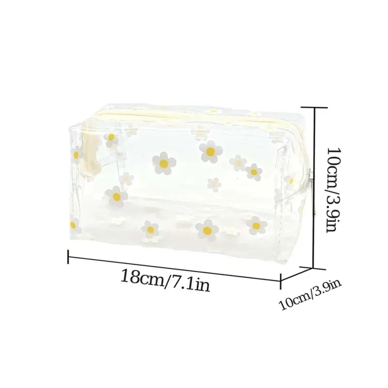 Flower Pattern Clear Makeup Bag, Portable Cosmetic Storage Bag, Zipper Makeup Organizer Pouch, Versatile Storage Bag for Skincare, Lotion, Cream, Lip Balm, Eyeliners, Stationery, Makeup Holder 7