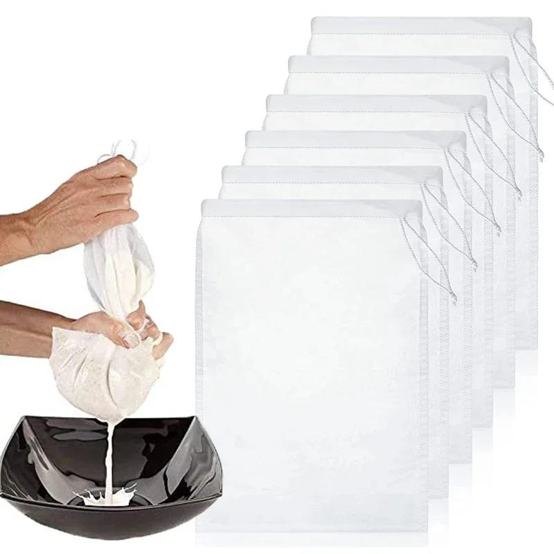 Túi lọc rượu sữa đậu nành, vật liệu cấp thực phẩm, lưới mịn, thích hợp cho trà, bia, cà phê và dầu, có thể tái sử dụng, túi vải lọc, túi lọc nhà bếp, túi lọc colander