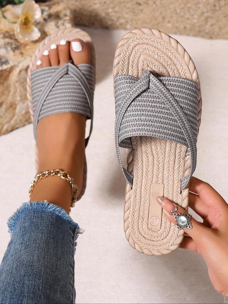 Product Introduction of Women's Fashionable Plain Color Toe Thong Slides, Casual Comfortable Flat Sandals for Outdoor Vacation, Versatile Slippers for Daily Wear, Walking Shoes 7