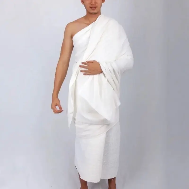 [BEST QUALITY] Kain Ihram Tawaf Putih Pria ~ Kain Ihrom Handuk Dewasa Tanpa Jahit Perlengkapan Haji Dan Umroh 1