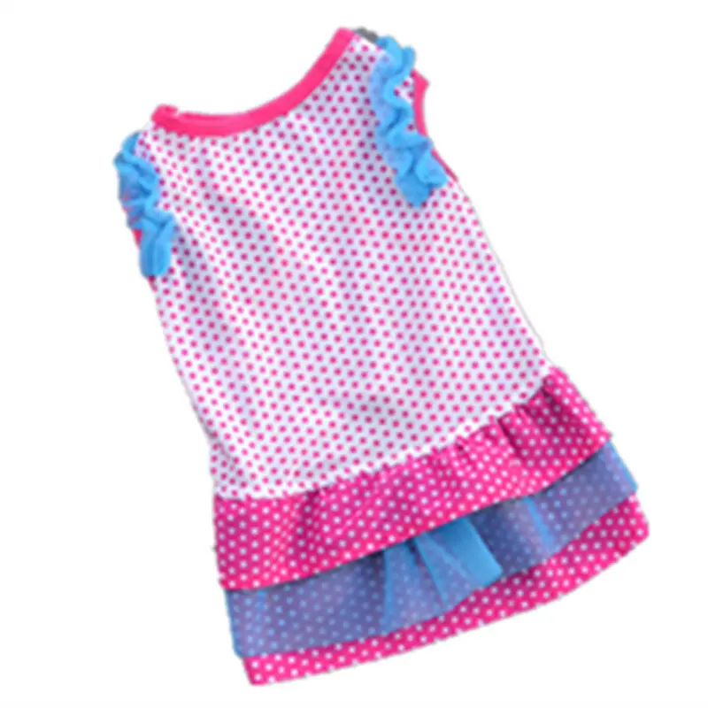 Cross border supply pet skirt summer rose colored polka dot ice silk jumpsuit cake skirt VIP teddy bear comparison