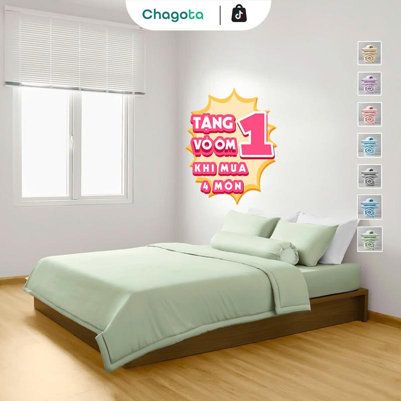 [Ưu đãi] Bộ Chăn Ga Gối Chagota Ice Silk Mát Lạnh [4 Món], Thoáng Khí, Kháng Khuẩn (2 Vỏ Gối Nằm, 1 Ga Giường, 1 Chăn)