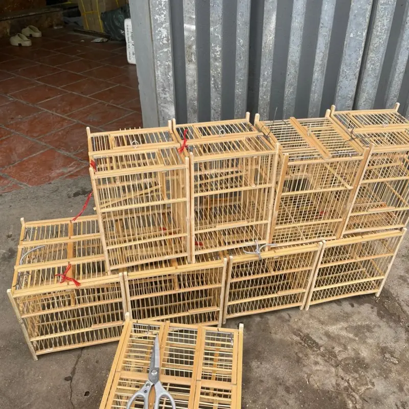lồng lụp vuông 2 cửa chất liệu trúc kĩ già cho chim hút mật , khuyên bao nhạy