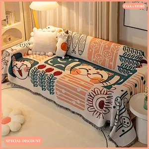 Zakka Store COD Penutup Sofa Full Motif Kartun / Full Cover Sofa / Selimut Sofa Motif Nordic Blanket / Selimut Sofa dan Alas Piknik Premium Quality Kain Katun