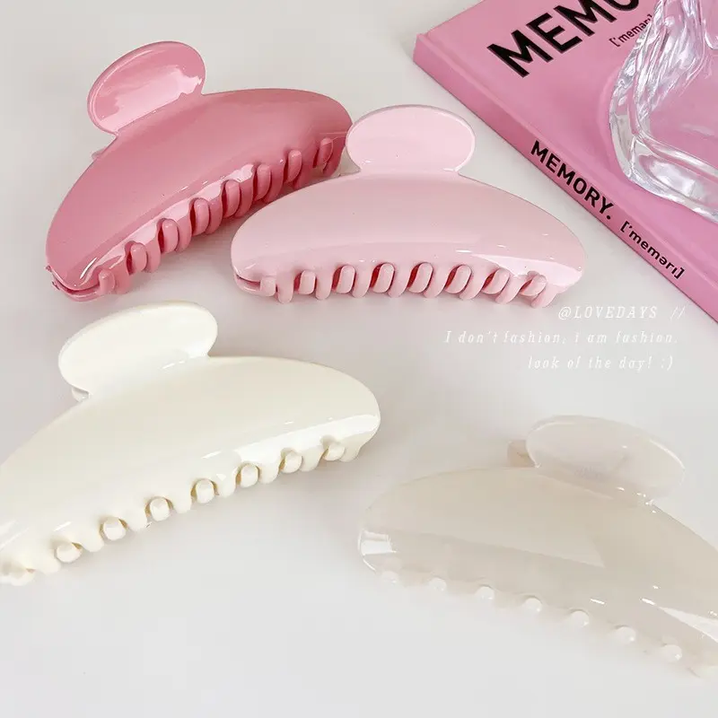 French Semicircle Fashion Acrylic Pink Hair Clip
