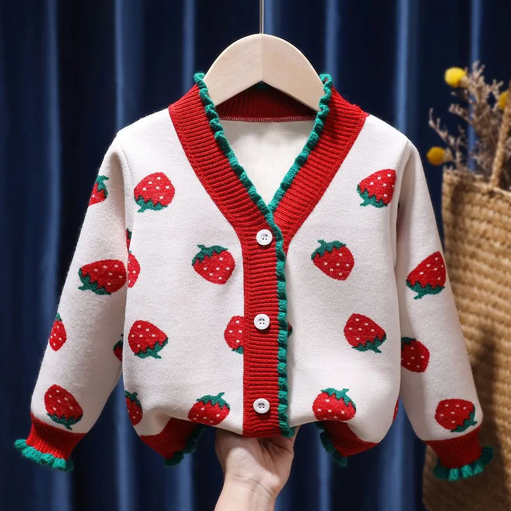 Áo Cardigan Dệt Kim, Cho Bé Gái, Lót Lông Cừu, Thời Trang, Thích Hợp Cho Mùa Thu Và Mùa Đông, Áo Khoác Len Cho Em Bé Hàng Mới Về, Phong Cách Phương Tây, Thiết Kế Dễ Thương