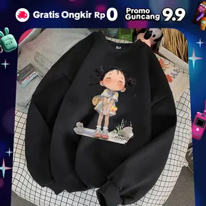 Sweater Cewek Sweater Cowok Sweater Oversize Wanita | Sweater Motif Gadis Kartun |  Cotton Korean Style Sweater