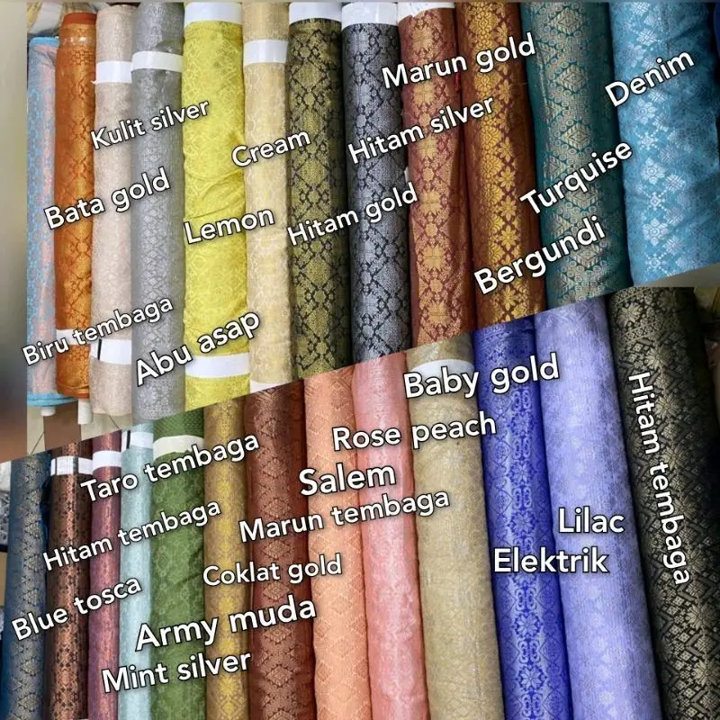 KAIN SONGKET PALEMBANG HARGA 1.5 METER - Kain Songket Semi Mesin Meteran Premium / Bahan Kain Rok Kebaya Kain Songket Asli Palembang/ Bahan Kain Songket Lemas 7