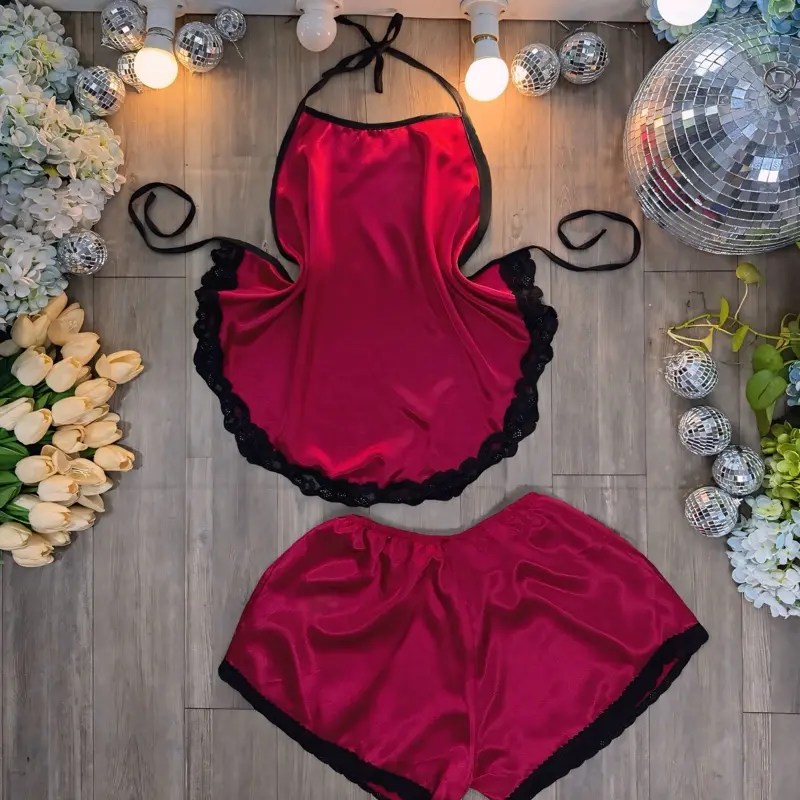 Bộ đùi yếm 40- 60kg yếm lụa Women Nữ Quần Ngủ Ren