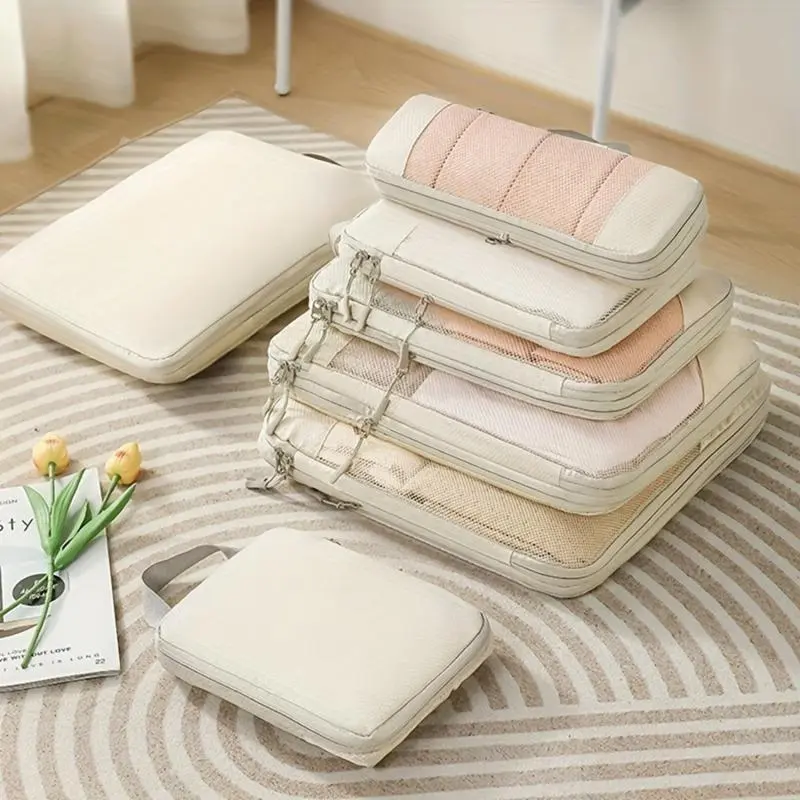 [Youth Zone] 5pcs Compression Packing Cubes for Travel, Suitcases Organizer Bags with Zipper, Compressible Packing Cubes for Carry On & Luggage, Ultra Tear Resistant, Lightweight
