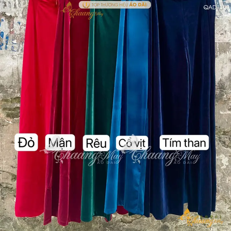 Quần mặc áo dài Nhung cách tân nữ truyền thống CHAANG may sẵn QAD13 quần màu đỏ đen vàng dự tiệc cưới lễ tết đẹp Women 3