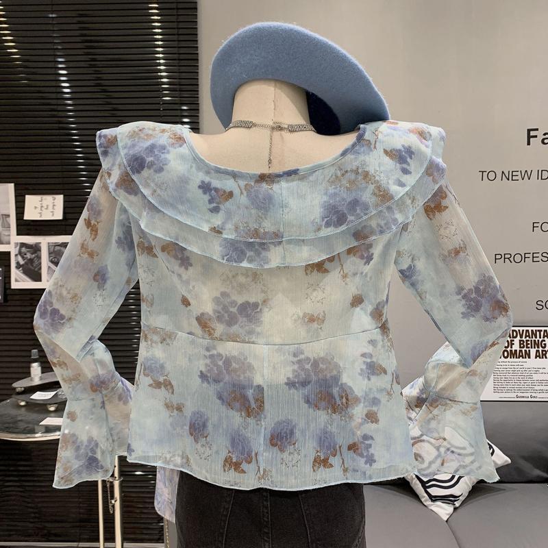 Product Introduction of Áo Thun Ôm Sát Cho Nữ, Cổ Chữ V, Dễ Phối Đồ, Tay Chuông, Thiết Kế Hoa, Phong Cách Buộc Dây Đầu Thu, Hàng Mới Về Năm 2025, Áo Xếp Nhún Ngọt Ngào Nhẹ Nhàng 7
