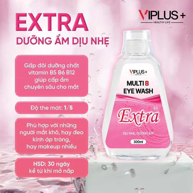 [MUA 2 TẶNG 1] VIPLUS+ Nước Rửa Mắt Multi B Eye Wash 300ml - Bổ Sung Độ Ẩm & Vitamin Cho Mắt - Hỗ Trợ Làm Sạch Dưỡng Ẩm Lens - Chăm Sóc Mắt Hiệu Quả 3