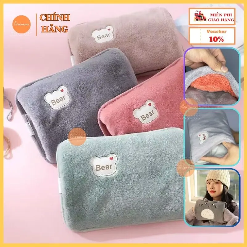 Túi Chườm Nóng Sưởi Ấm Bàn Chân Bụng Kinh Sạc Điện Tự Ngắt, có Túi Để Tay