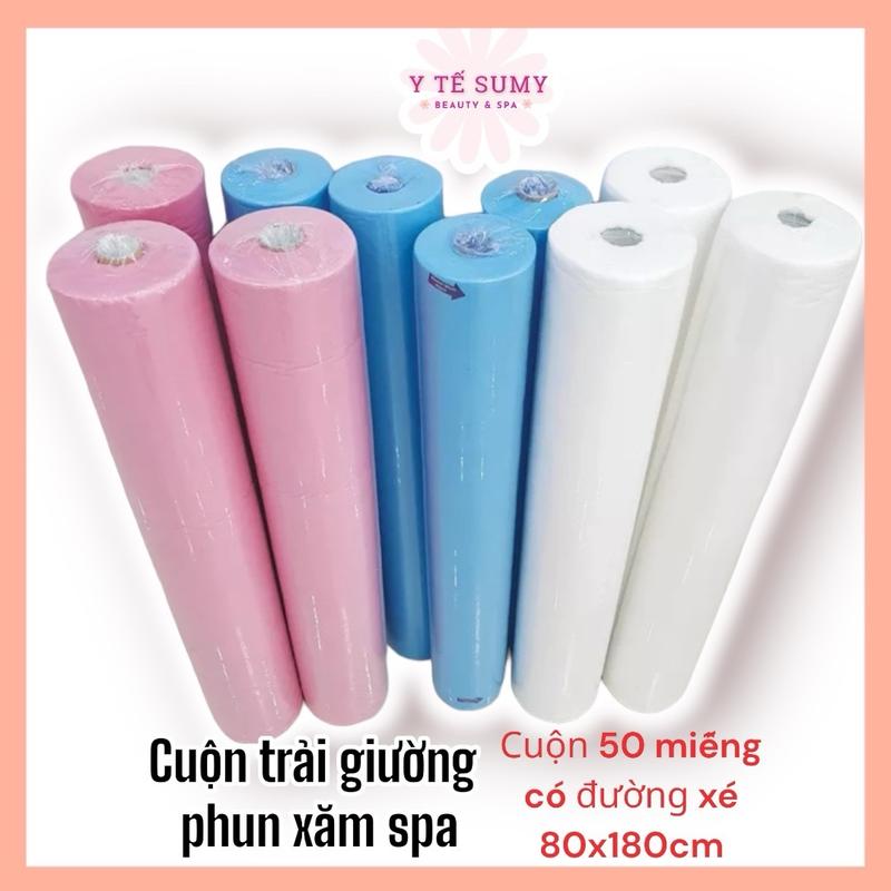 Vải không dệt trải giường phun xăm, Spa (cuộn 50 tấm), Tấm lót trải giường dạng CUỘN (180*80cm/50 tấm) Cotton