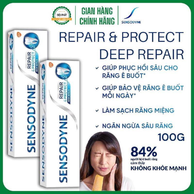 COMBO 2 Kem Đánh Răng Sensodyne Repair & Protect Deep Repair 100G - Giúp Phục Hồi Sâu & Bảo Vệ Răng Ê Buốt - Women