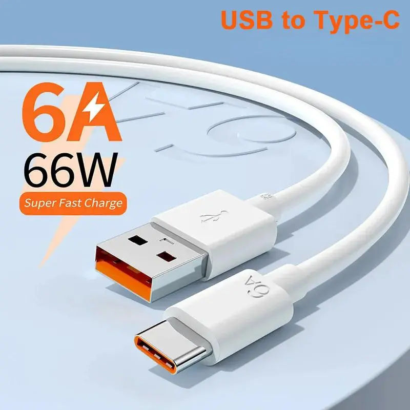 66W 6A USB C Cable USB Type C Charger Cable Fast Charging for Xiaomi Redmi Note 10 11 12 13 Cable for Huawei Wire Mobile Data Cord