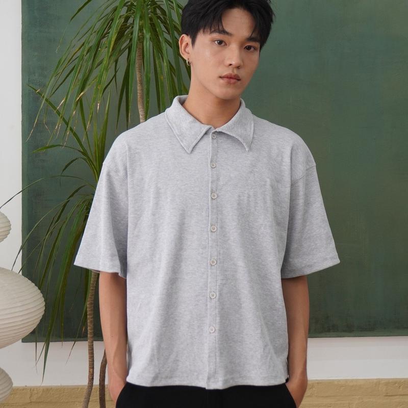 Sơ mi thanh lịch tay ngắn unisex - Chất Gân Đan Premium 24hmood sominam  dep 2
