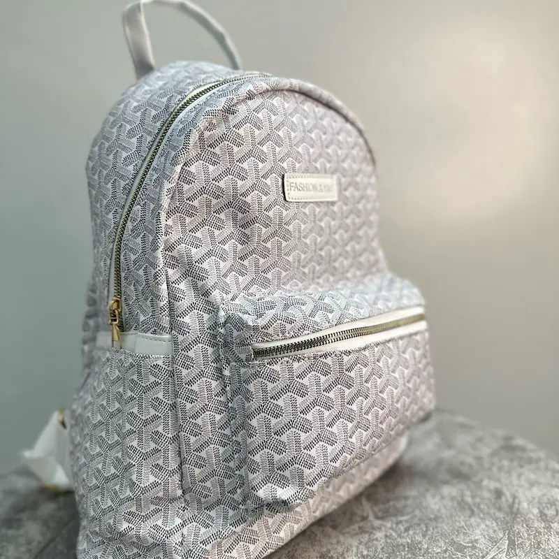 Balo thời trang đi học màu trắng hoạ tiết lạ mắt size 32x40x15 Đeo Vai Da 1