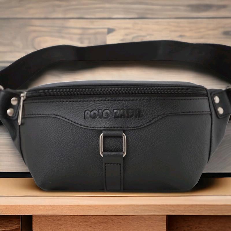 Waistbag Pria Bahan Kulit Pu leather Kekinian High Quality Premium Pinggang Cowok Slingbag 1