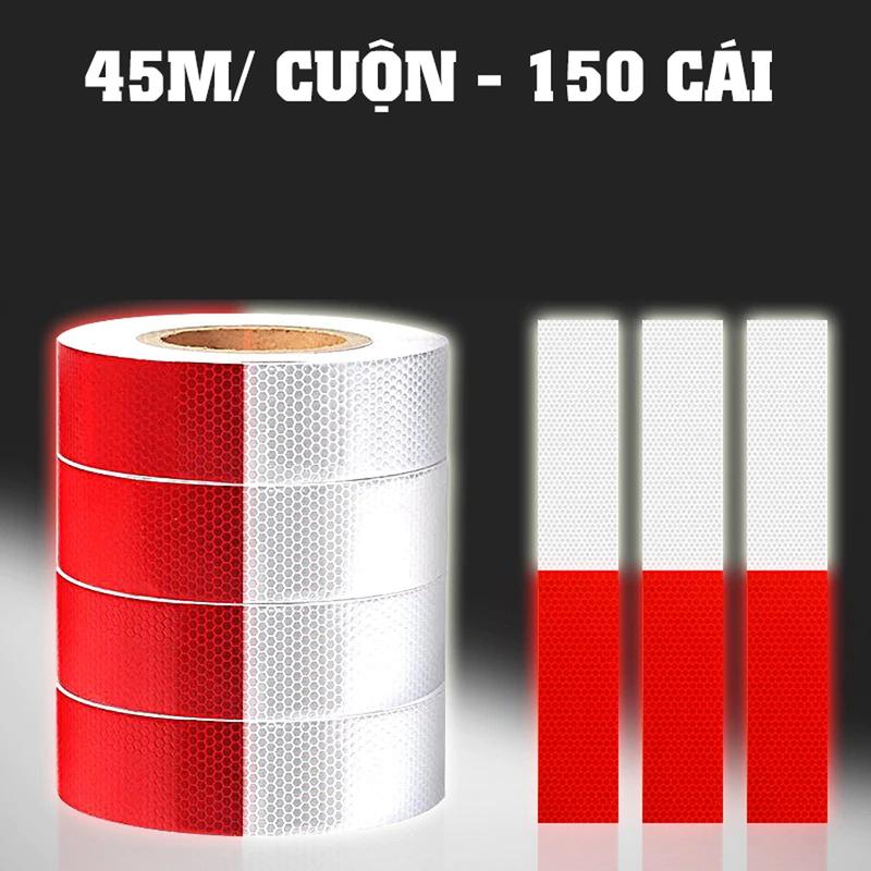 Cuộn phản quang 2 màu đỏ trắng 45 mét bóc dán cho xe tải, xe container, xe hơi, xe ô tô dài 45 mét/ cuộn giúp an toàn ban đêm Mai Lee Nhãn Dán Decal Mã C000352 Tem