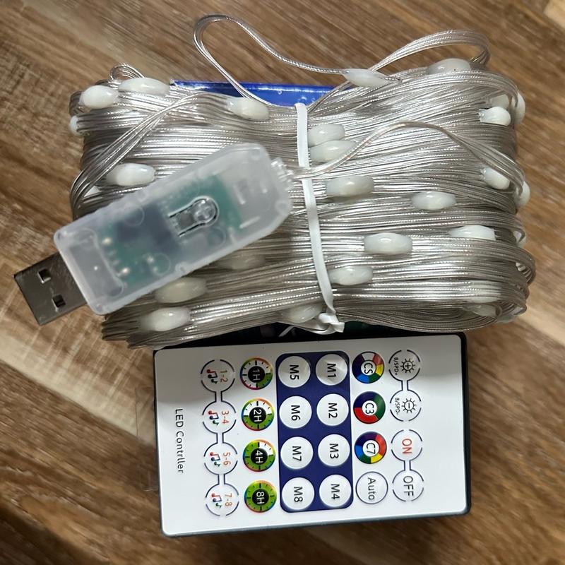 20m Đèn led RGB  cổng USB cuộn 20m 16 triệu màu, màu led giọt lệ nháy theo nhạc -chống nước điều khiến Remote _cảm biển âm thanh phụ kiện Mobile