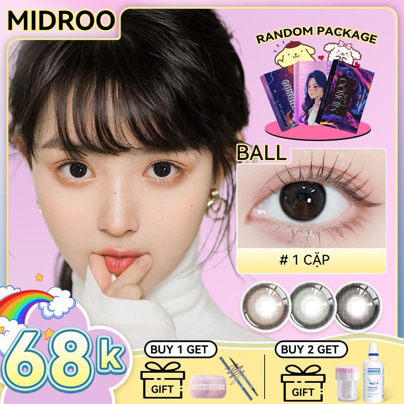 【Mua 1 tặng 2】kính áp tròng Midroo Snow Ball 12 tháng 0-6 độ 14,5mm tự nhiên màu đen sử dụng thích hợp cho học sinh Lens