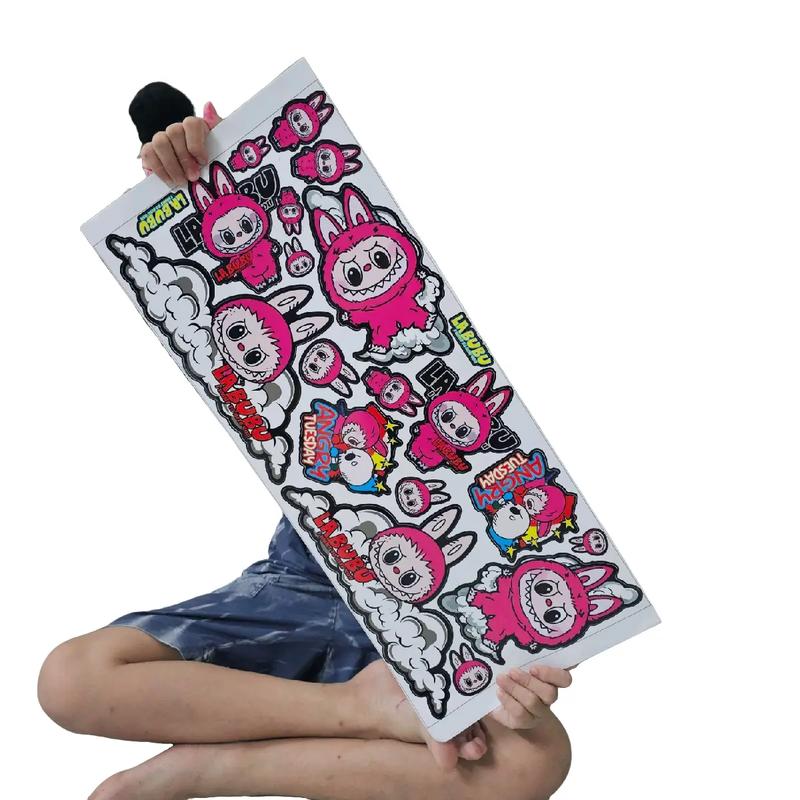 Tem logo sticker thỏ quái vật labubu 20x60cm nhãn dán trang trí xe máy xe điện xe hơi dán mọi nơi