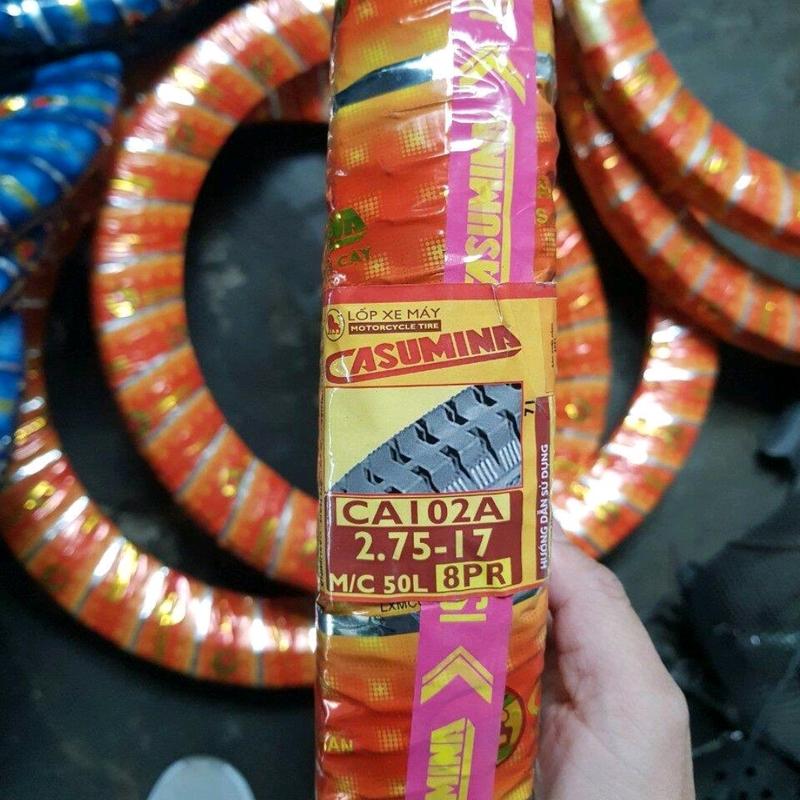 lốp 2.75-17 casumina có dùng săm (ruột) 8 bố Dùng cho lốp sau xe jupiter, sirius, ware s, wave rs, futer neo, futer. Phụ Kiện