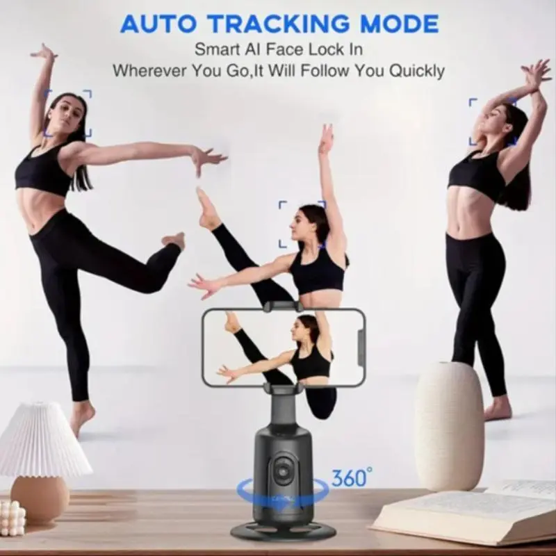 360° Rotation Smart Auto Face Tracking Tripod Holder, Portable Cellphone Holder for Live Vlog Streaming Video, Smartphone Support, Selfie Tools, Men's Gadgets, Selfie Accessories, Phone Camera Mount 4