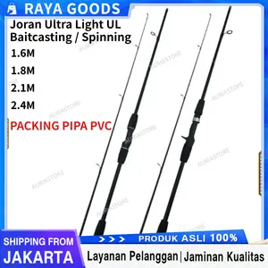 JORAN UL ULTRALIGHT RENLONG WARNA HITAM CARBON FIBER SPINNING DAN BAITCASTING 1.6M/1.8M/2.1M/2.4M