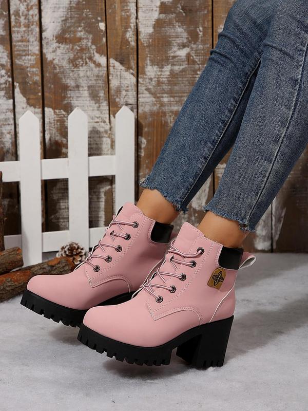 Women's Fashionable Lace Up Ankle Boots, Casual Comfortable Boots for Daily Wear, Valentine's Day Gift for Her, Perfect for Students and Outdoor Sports 8