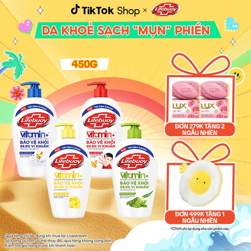 Nước Rửa Tay Lifebuoy Công thức Vitamin+ Hỗ Trợ Bảo Vệ Vượt Trội 10 450g/Chai [1]