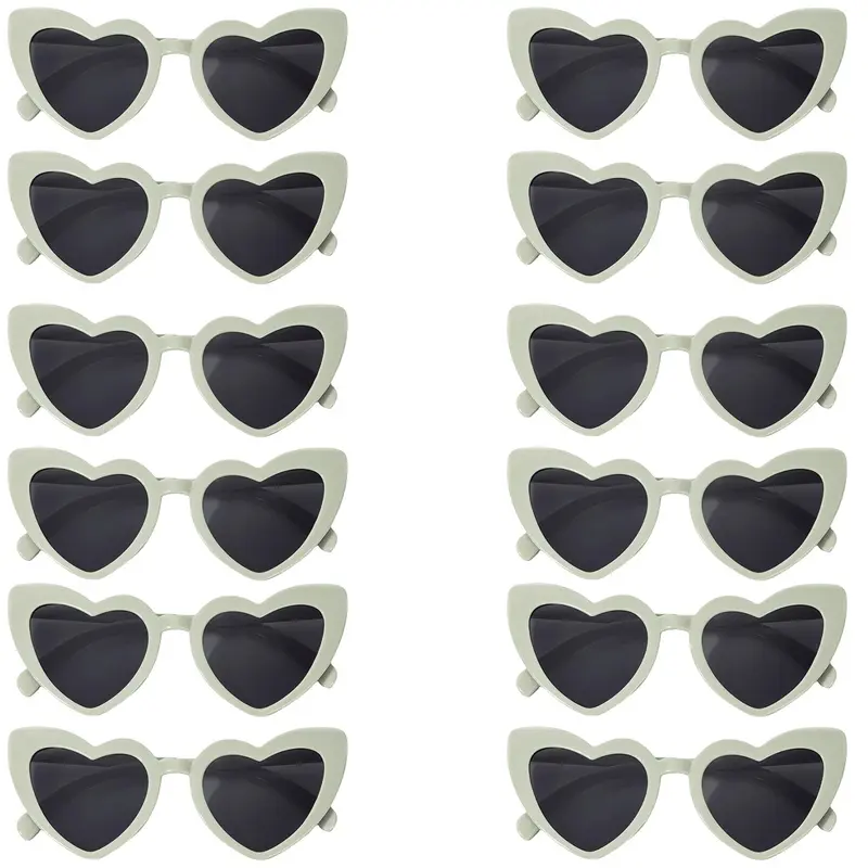Heart Shaped Sunglasses, 12pcs/set Trendy Heart Sunglasses, Fashion Accessory for Bridal Shower, Bachelor Party, Wedding, Birthday, Party Supplies 7