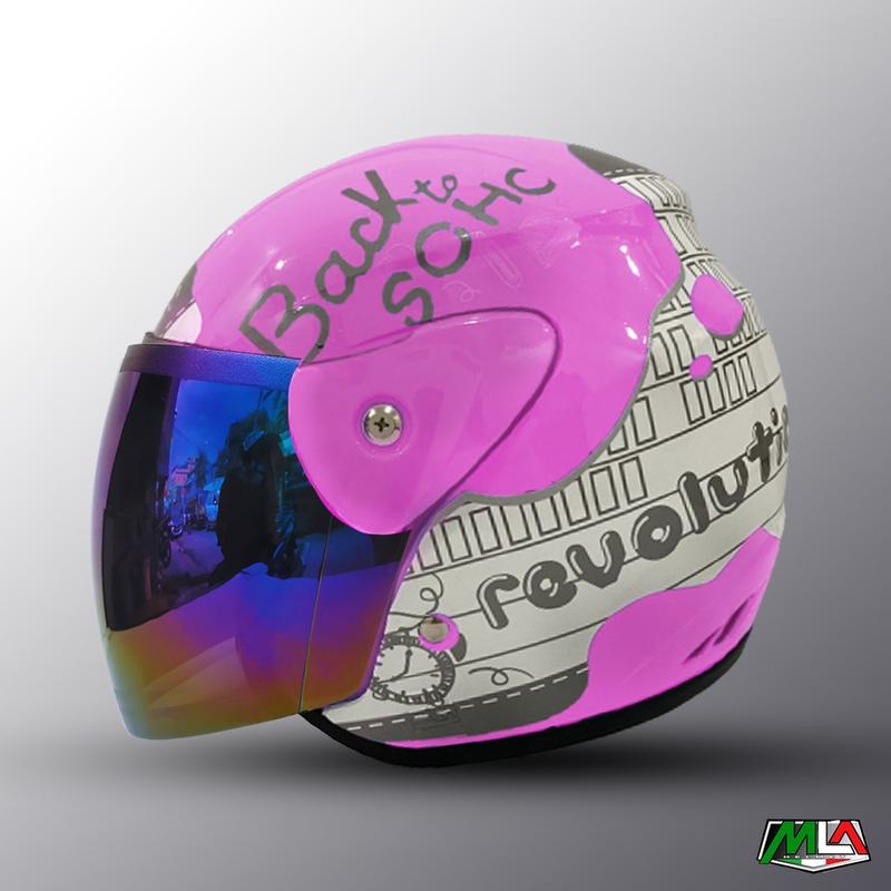 Helm Dewasa Half Face evolution Motif Note Murah PREMIUM Kaca 2