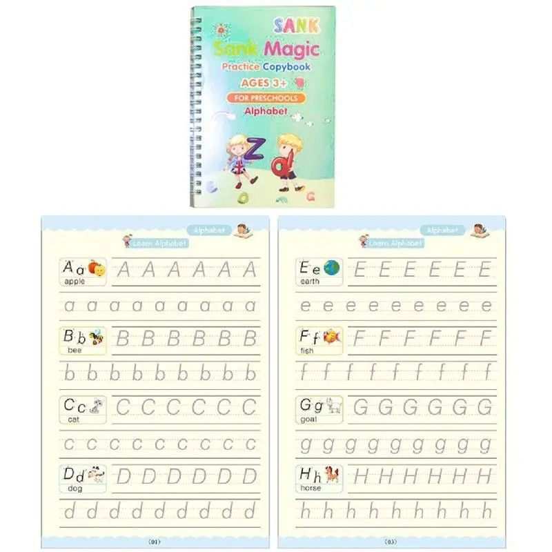 1 SET ISI 4 SANK MAGIC PRACTICE BOOK Belajar Menulis Angka Dan Huruf Anak Balita PAUD TK Buku Pen Pulpen 4
