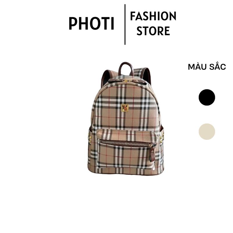 Balo đi học thổ cẩm kẻ sọc size to 40 nam nữ thời trang đi chơi du lịch đựng vừa sách vở A4 laptop BB65 Bag Caro