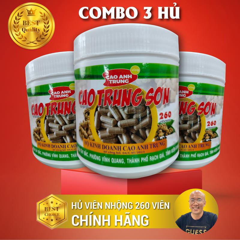 Combo 3 hủ 260 viên nhộng bột ngải đen cao trung sơn