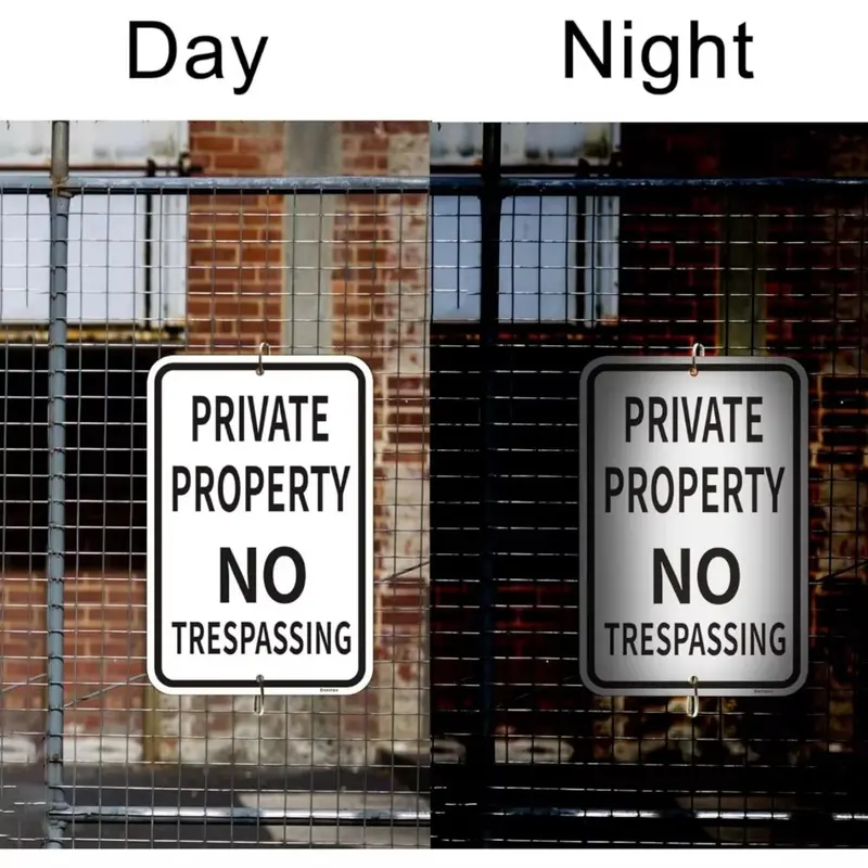 Private Property No Trespassing Sign, Weatherproof Reflective Aluminum Sign, Rust-free Easy To Install Sign for Outdoor Use 4
