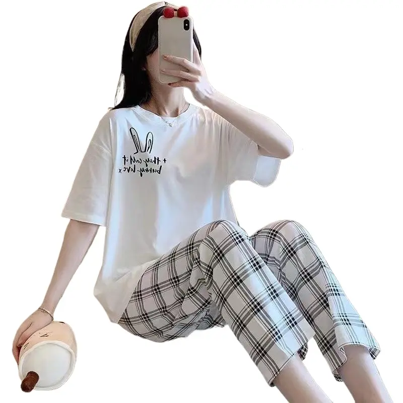 Đồ Ngủ Pijama Cho Nữ, Phong Cách Ngọt Ngào Và Dễ Thương, Thiết Kế Hoạt Hình, Thích Hợp Cho Mùa Hè, Bộ Quần Dài Ngắn Tay, Dáng Rộng Vừa Vặn, Thích Hợp Cho Trang Phục Mặc Nhà, Có Sẵn Cho Mùa Xuân Và Mùa Thu, Thoải Mái Và Thoáng Khí, K49