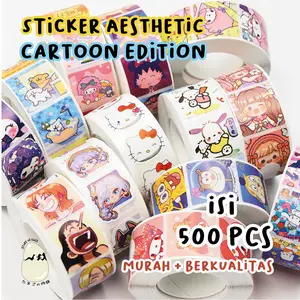500 pcs Anime Sanrio Sticker Roll Melody One piece Kuromi Maruko Cute Aesthetic Washi Packaging