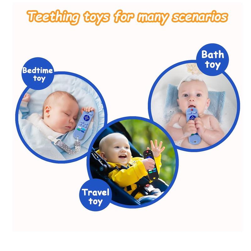 Product Introduction of New remote control baby teether, baby food grade silicone teether, anti-eating hand grinding baby teether pacifier  teeth 7