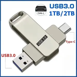 2TB 1TB Flashdisk 2 in 1 OTGFlashdisk  Metal 1TB Berkecepatan Tinggi USB3.0 256GB 512GB 128GB untuk PC dan Type-C/PC dengan Interface USB3.0 & Type-C Plug and Play Tanpa Power Supply Diperlukan - Computer  Dapat digunakan selama 10 tahun