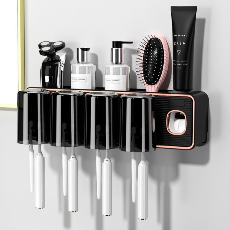 Wall Mounted Toothbrush Holder, 1 Count Punch Free Toothbrush Storage Rack, Bathroom Storage Rack, Bathroom Supplies, Home Organizer 4
