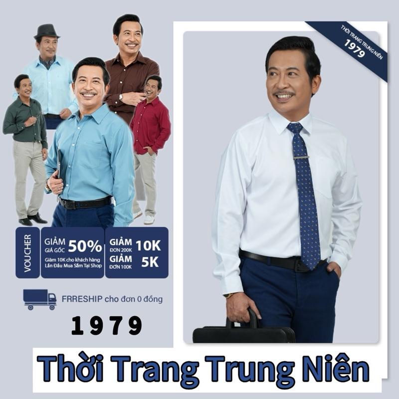 Áo sơ Mi Trung Niên Dài Tay Có Túi Thiêu Logo Shop Phom Suôn Công Sở Vat Bầu Nhẹ Quà Tặng Bố