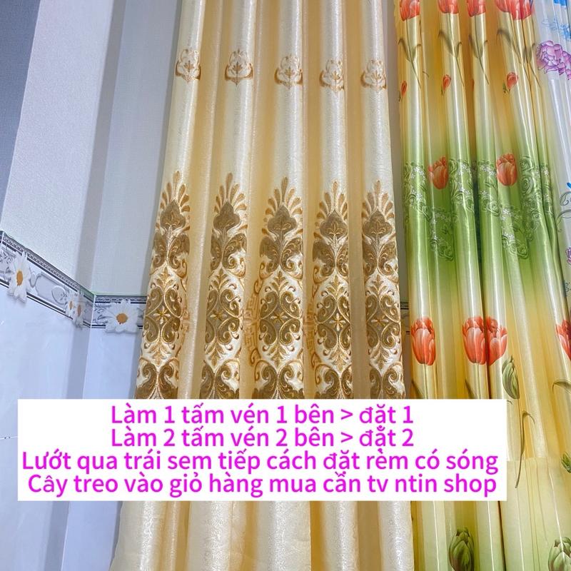 Gấm thêu màu kem vàng vải polyster 3 lớp cản nắng cản nhiệt ngăn điều hòa tốt  ( chua bao gồm cay treo) chống ẩm mốc bên màu  rèm cửa việt Han