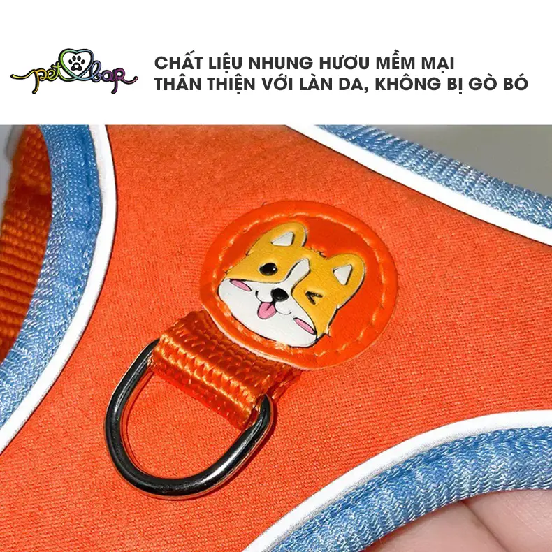[2-14kg] Dây dắt cho thú cưng mặt cún chất liệu siêu mềm có viền phản quang chống lạc 3