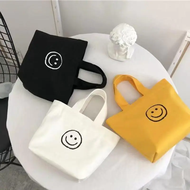 Tote Bag Lunch Bag Storage Bag Canvas Reusable Shopping Bag,Trendy Smile Canvas Tote Bag